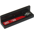 LEGO Black Panel 1 x 4 with Rounded Corners with 'OMP' on Red Stripe (Right) Sticker (15207)