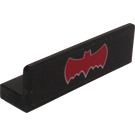 LEGO Black Panel 1 x 4 with Rounded Corners with Red Batman Logo Sticker (15207)