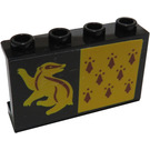 LEGO Black Panel 1 x 4 x 2 with 8 Red Spires and Yellow Badger Sticker (14718)