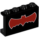 LEGO Black Panel 1 x 4 x 2 with Red Bat