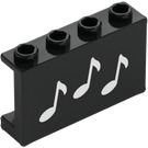 LEGO Negro Panel 1 x 4 x 2 con Blanco Música Notes (14718)