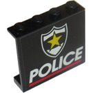 LEGO Schwarz Panel 1 x 4 x 3 (Undetermined) mit "Polizei" (Unbestimmte obere Stollen) (4215)