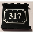 LEGO Black Panel 1 x 4 x 3 with "317" Sticker without Side Supports, Hollow Studs (4215)