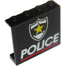 LEGO Noir Panneau 1 x 4 x 3 avec "Police" sans Supports Latéraux, Tenons Pleins (4215)