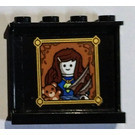 LEGO Schwarz Panel 1 x 4 x 3 mit Slashed portrait of girl Aufkleber mit Seitenstützen, Hohlbolzen (35323)