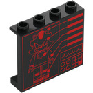 LEGO Black Panel 1 x 4 x 3 with Sonic Minifigure Diagram with Side Supports, Hollow Studs (35323 / 106908)