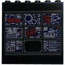 LEGO Schwarz Panel 1 x 6 x 5 mit Monitors, Batman Maske Aufkleber (59349)