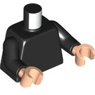 LEGO Schwarz Schmucklos Schwarz Minifig Torso mit Flesh Hände (973 / 76382)