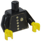 LEGO Schwarz Schmucklos Torso mit Schwarz Arme und Gelb Hände mit Badge und 5 Buttons Aufkleber (973)