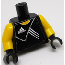 LEGO Zwart Vlak Torso met Geel Armen en Zwart Handen met Adidas logo Zwart No. 20 Sticker (973)