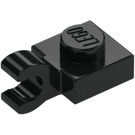 LEGO Nero Piastra 1 x 1 con Clip orizzontale (Clip frontale piatta) (6019)