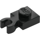 LEGO Schwarz Platte 1 x 1 mit Vertikal Clip (Dick geöffneter O-Clip) (44860 / 60897)