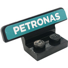 LEGO Black Plate 1 x 2 with Spoiler with White 'PETRONAS' on Dark Turquoise Background Sticker (30925)