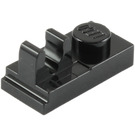 LEGO Noir assiette 1 x 2 avec Haut Agrafe avec écart (92280)