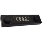 LEGO Black Plate 1 x 4 with Two Studs with Audi Rings Sticker with Groove (41740)
