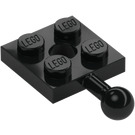 LEGO Black Plate 2 x 2 with Ball Joint and Hole in Plate (3768 / 15456)