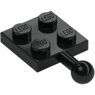 LEGO Sort Plade 2 x 2 med Kugleled og intet hul i pladen (3729)