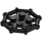 LEGO Zwart Plaat 2 x 2 met Staaf Kader Octagonal (Noppen met snijranden) (30033)