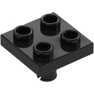 LEGO Zwart Plaat 2 x 2 met Onderkant Pin (Geen gaten) (2476 / 48241)