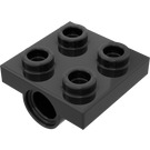 LEGO Schwarz Platte 2 x 2 mit Loch mit unter Kreuzstütze (10247)
