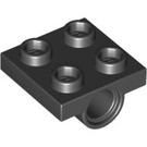 LEGO Black Plate 2 x 2 with Hole without Underneath Cross Support (2444)