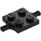 LEGO Black Plate 2 x 2 with Two Wheel Holders (4600 / 67687)