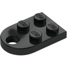 LEGO Sort Plade 2 x 3 med Afrundet Ende og Pin Hul (3176)