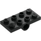 LEGO Zwart Plaat 2 x 4 met Underside Pin Gaten (26599)