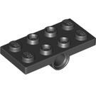 LEGO Zwart Plaat 2 x 4 met Underside Pin Gaten (26599)