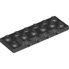 LEGO Black Plate 2 x 6 x 0.7 with 4 Side and Raised Studs (72132 / 87609)