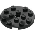 LEGO Sort Plade 4 x 4 Rund med Hul og Snapstud (60474)