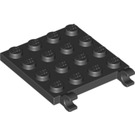 LEGO Schwarz Platte 4 x 4 mit Clips (Keine Lücke in Clips) (11399)