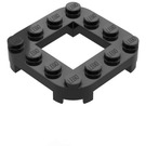 LEGO Black Plate 4 x 4 x 0.7 with Rounded Corners and 2 x 2 Open Center (79387)