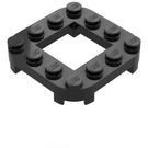 LEGO Noir assiette 4 x 4 x 0.7 avec Coins arrondis et 2 x 2 Open Centre (79387)