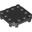 LEGO Zwart Plaat 4 x 4 x 0.7 met Afgeronde hoeken en Empty Middle (66792)