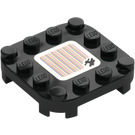 LEGO Zwart Plaat 4 x 4 x 0.7 met Afgeronde hoeken en Empty Middle met Handcar Scanner Code (66792)