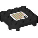 LEGO Black Plate 4 x 4 x 0.7 with Rounded Corners and Empty Middle with Skewer Scanner Code (66792 / 79870)