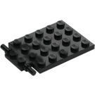 LEGO Zwart Plaat 4 x 6 Trap Deur Plat scharnier (92099)