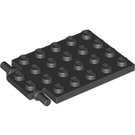 LEGO Black Plate 4 x 6 Trap Door Flat Hinge (92099)