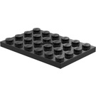 LEGO Zwart Plaat 4 x 6 met Gat