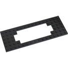 LEGO Svart Plate 6 x 16 med Motor UtskjæRing Type 2 (stor utskjæring) (3058)