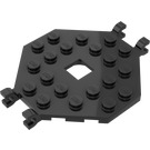 LEGO Black Plate 6 x 6 Open Center without 4 Corners with 4 Clips (2539)