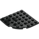 LEGO Zwart Plaat 6 x 6 Rond Hoek (6003)