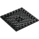 LEGO Sort Plade 8 x 8 med Grille (Hul i centrum) (4047 / 4151)