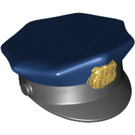 LEGO Schwarz Polizei Hut mit Dark Blau oben und Gold Badge (11474)