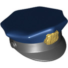 LEGO Black Police Hat with Dark Blue Top and Gold Badge (11474)