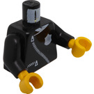 LEGO Sort Politi Torso med hvid Zipper og Badge med Sort Arme og Gul Hænder (973)