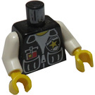 LEGO Noir Police Torse avec Blanc Zipper et Badge avec Jaune Étoile et Badge d'identité avec Blanc Bras et Jaune Mains (973 / 73403)