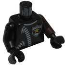 LEGO Police Torso with White Zipper and Badge with Yellow Star with Black Arms and Black Hands (3814)