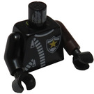 LEGO Black Police Torso with White Zipper and Badge with Yellow Star with Black Arms and Black Hands (973)